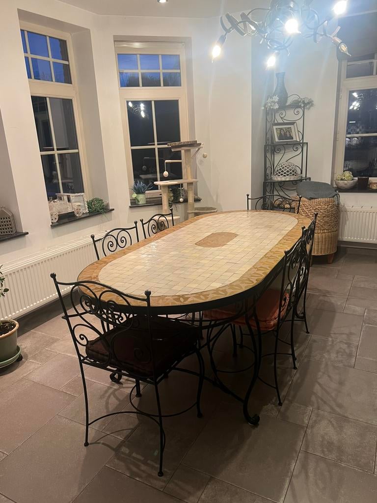 Tables en mosaïque avec 6 chaises fournies, Maison & Meubles, Envoi, Comme neuf