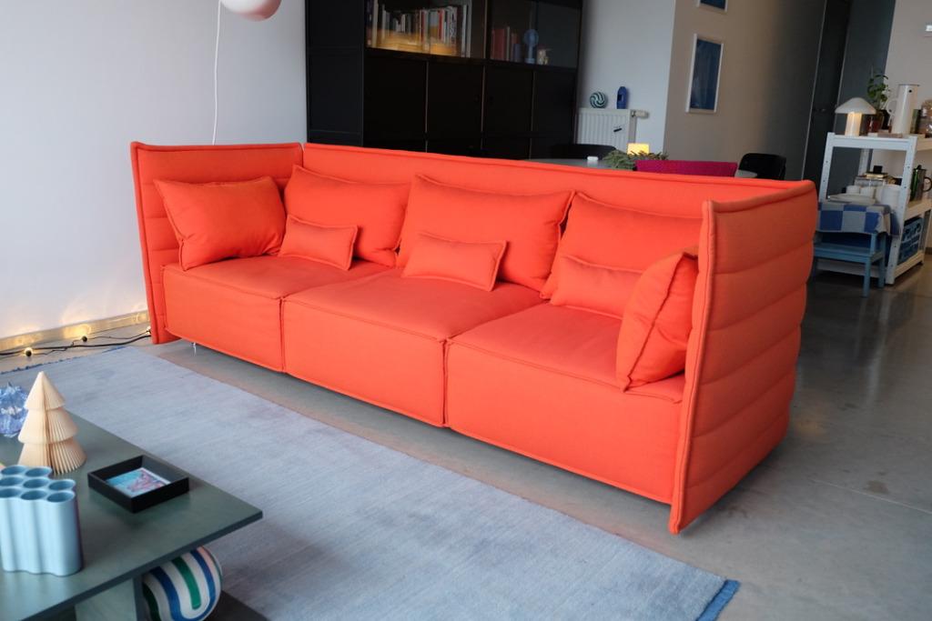 Alcôve Vitra Rouge/Orange - 3 places, Maison & Meubles, Canapés | Salons, Utilisé, Banc droit, Trois personnes, 250 à 300 cm, 75 à 100 cm