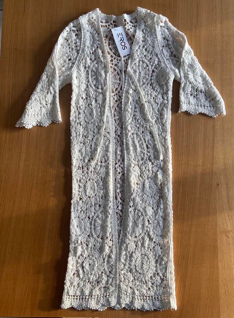 Long gilet en crochet blanc cassé/beige - TU - 22€, Vêtements | Femmes