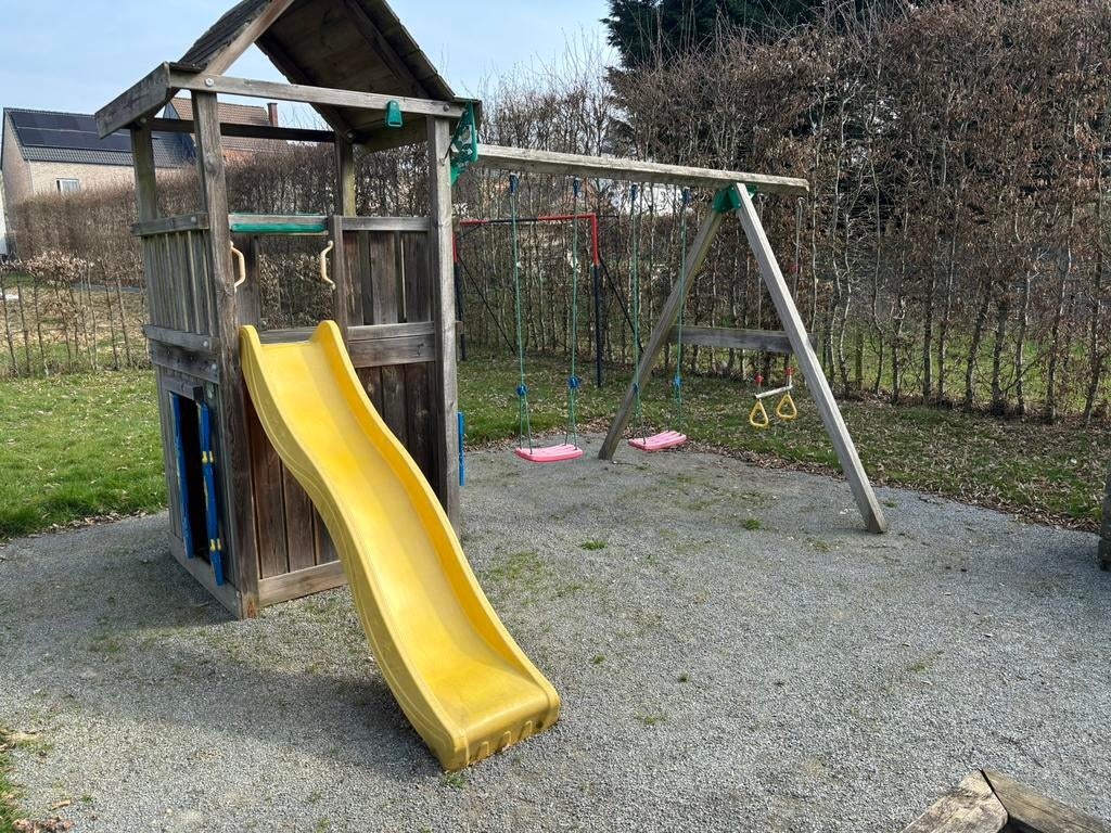 Module JungleGym cabane toboggan triple balançoire, Enfants & Bébés, Enlèvement, Comme neuf, Toboggan