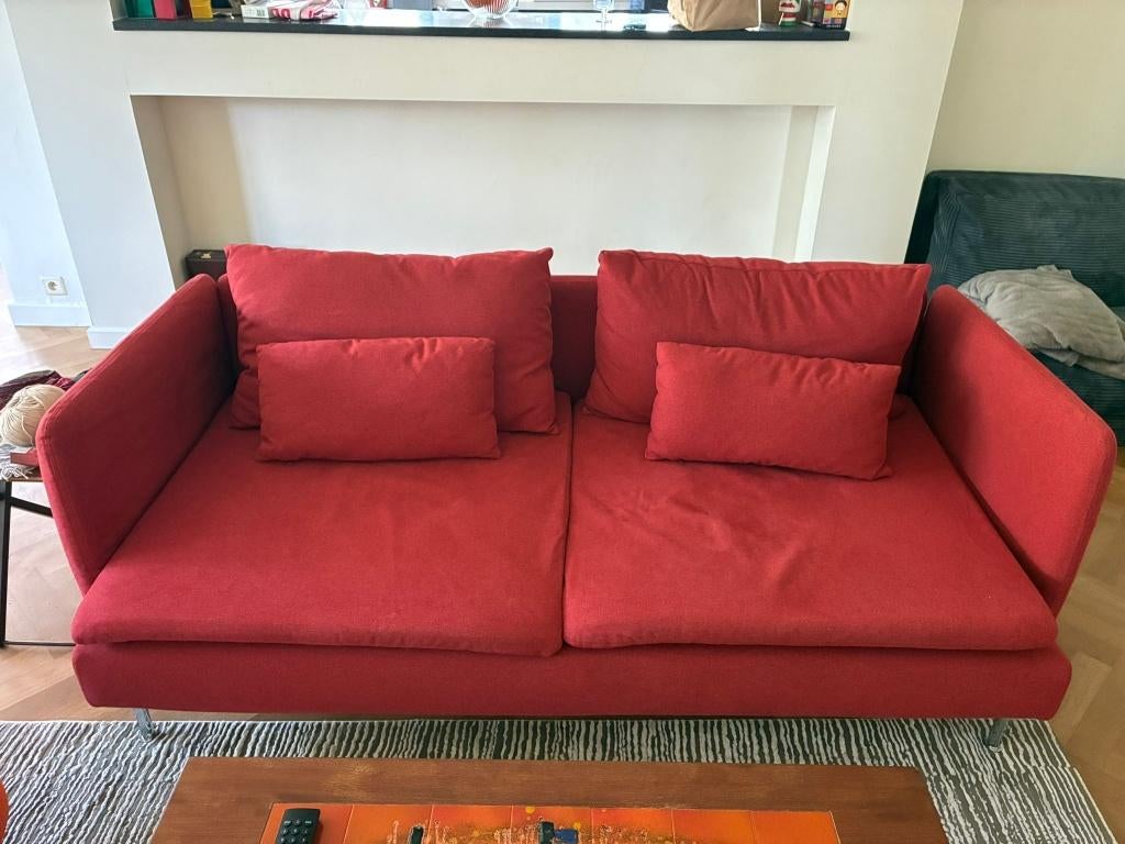 Canapé 3 places ikea SÖDERHAMN, rouge Tonerud, Enlèvement, Comme neuf, Bois, Licht, luchtig design, hoog comfort en veerkrachtig schuim.