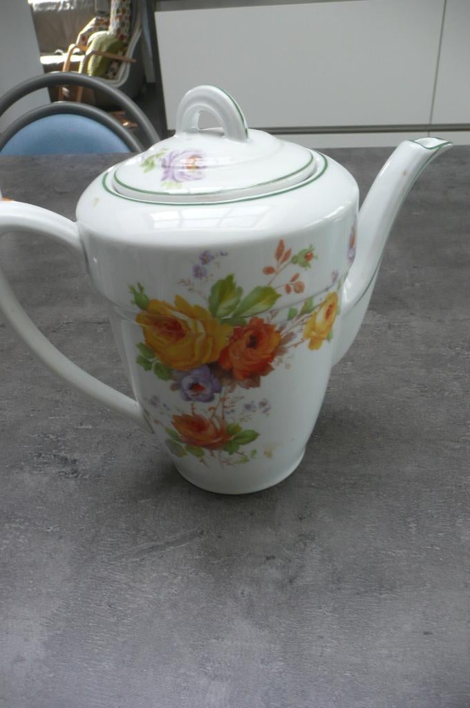 Sierkoffiepot met bloemen Porcelaine cerabel (MD37), Antiek en Kunst, Ophalen of Verzenden