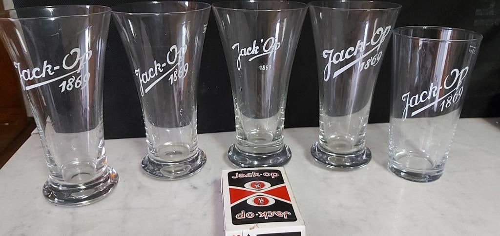 Jack-op 1869 glazen
5 stuk en speelkaarten, Ophalen of Verzenden