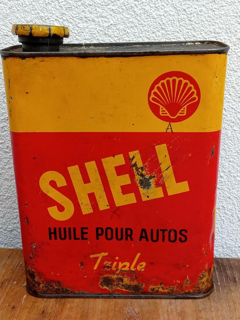 Zeldzaam olieblik SHELL Triple, Ophalen of Verzenden, Gebruikt