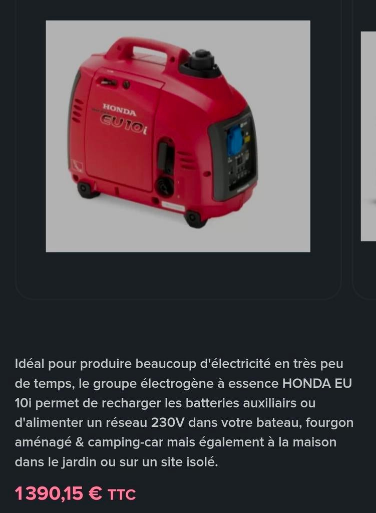 HONDA Groupe Electrogène EU 10i générateur, Doe-het-zelf en Bouw, Aggregaten, Nieuw, Benzine