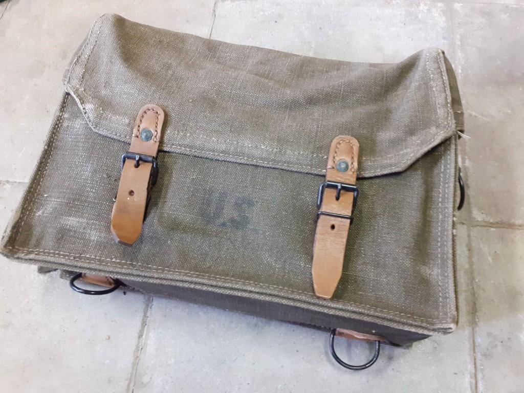 USA, US oude militaire tas, zak, rugzak - canvas/leder, Ophalen of Verzenden