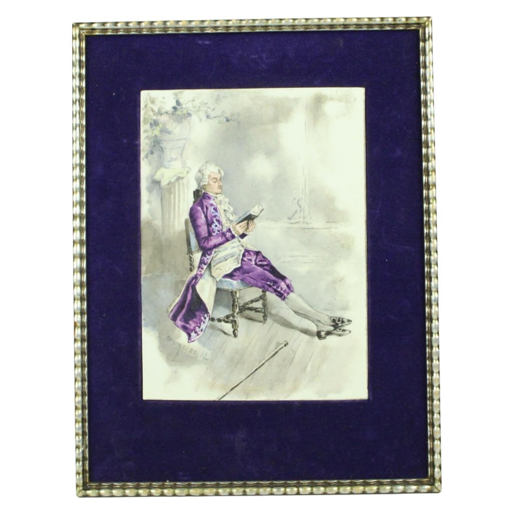 Ingelijste prent – 18e-eeuwse heer – ca. 1900–1950, Antiek en Kunst, Ophalen of Verzenden