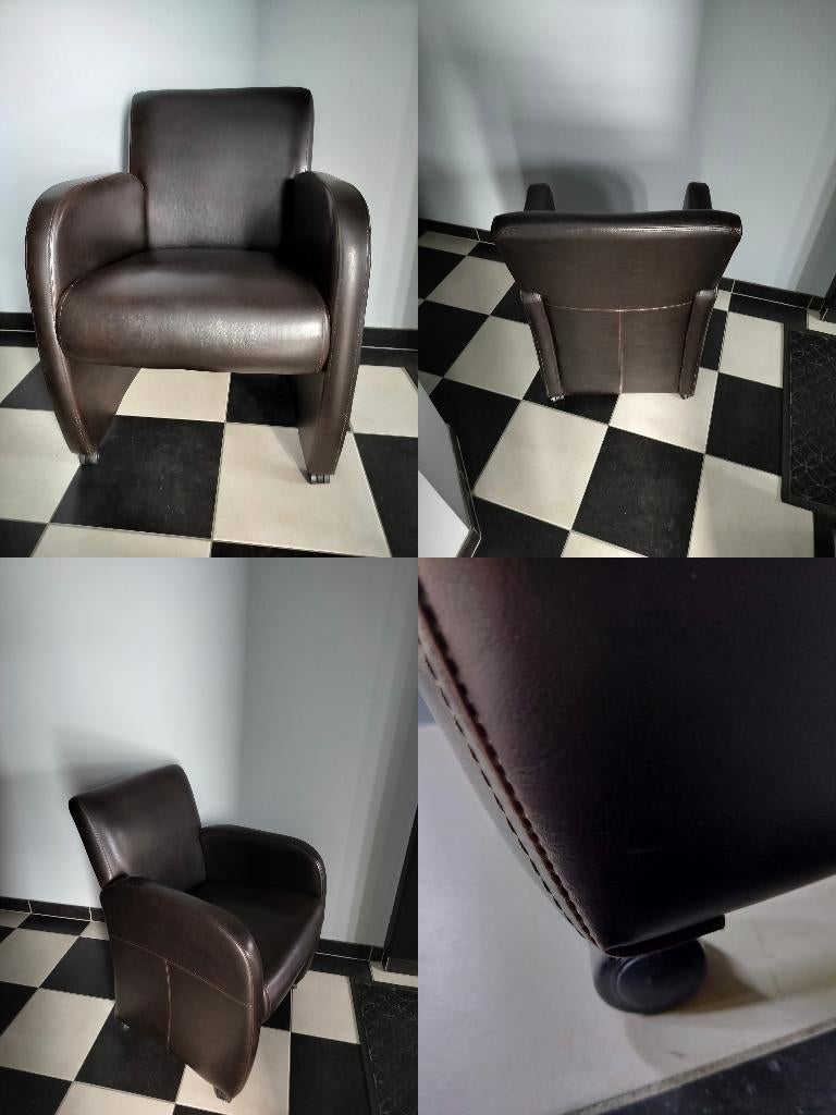 6 Karaktervolle Clubfauteuils–Stijlvol Bruin–Verrijdbaar, Maison & Meubles, Fauteuils, Enlèvement, Comme neuf, Cuir