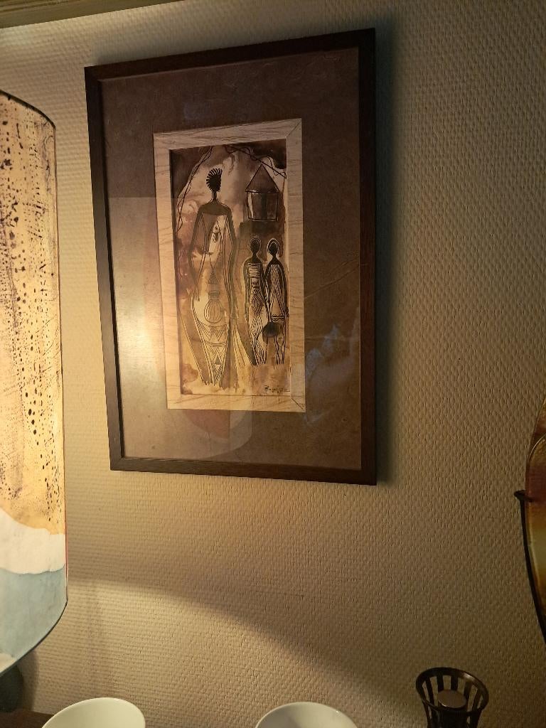 Schilderij  Bosekota Ingelijst  Hedendaagse Afrikaanse kunst, Antiek en Kunst, Kunst | Schilderijen | Modern, Ophalen of Verzenden