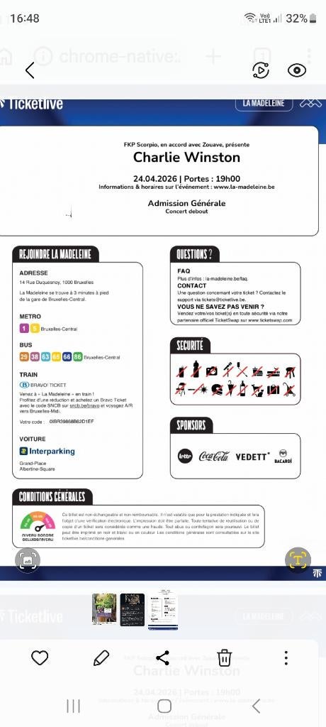 Concert Charlie winston, Tickets & Billets, Concerts | Pop, Deux personnes, Avril