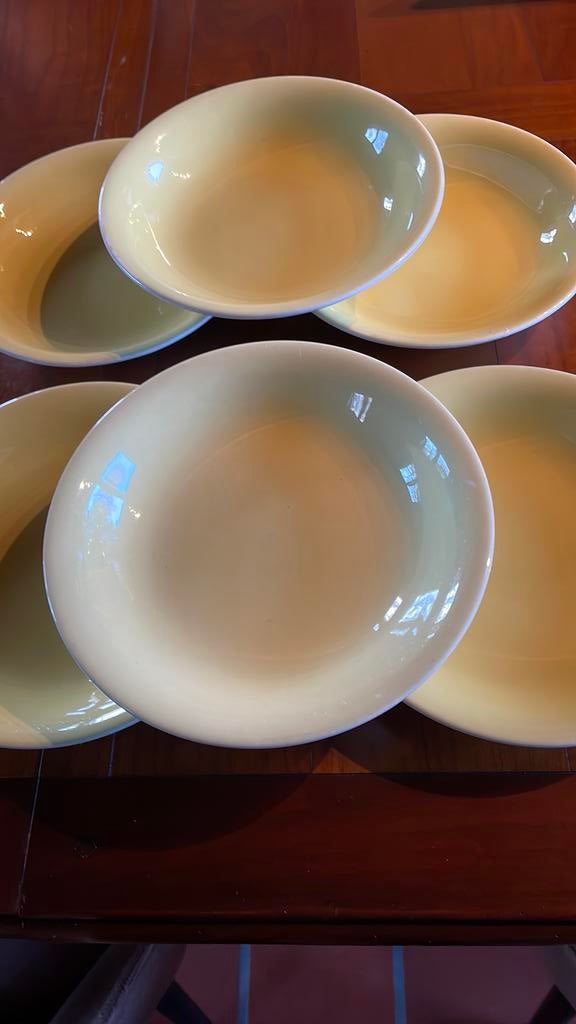 6 diepe pastel borden van boch, Antiek en Kunst, Ophalen of Verzenden