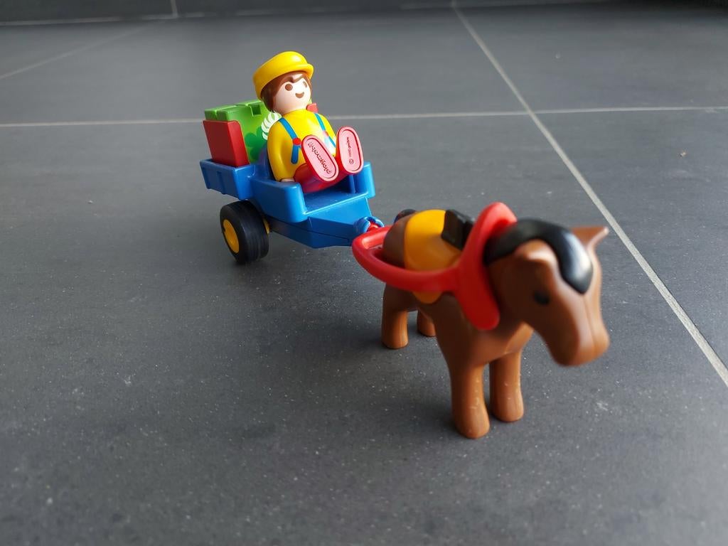 Playmobil 123 boer met paard en kar, Ophalen of Verzenden, Zo goed als nieuw
