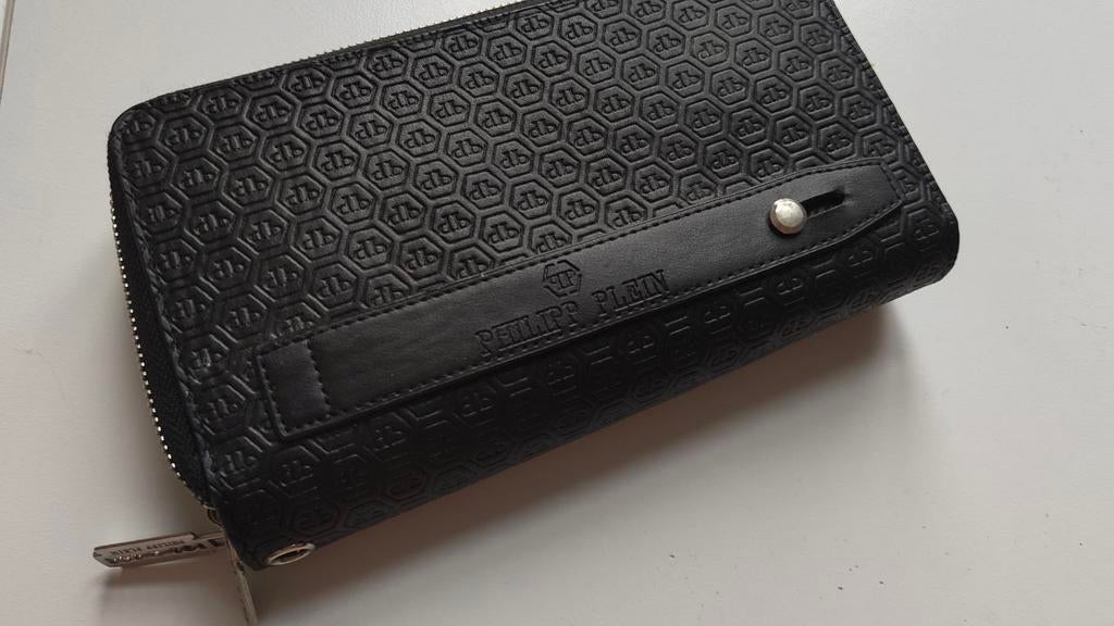 Philipp Plein zwarte portemonnee met rits, Handtassen en Accessoires, Portemonnees, Zo goed als nieuw, Zwart, Ophalen of Verzenden