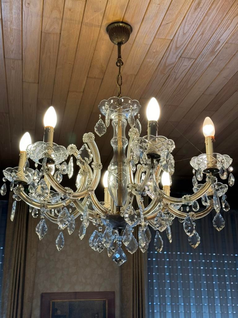 Kristallen kroonluchter, Huis en Inrichting, Lampen | Kroonluchters, Ophalen, Gebruikt, Overige materialen, Landelijke stijl. 40 euro