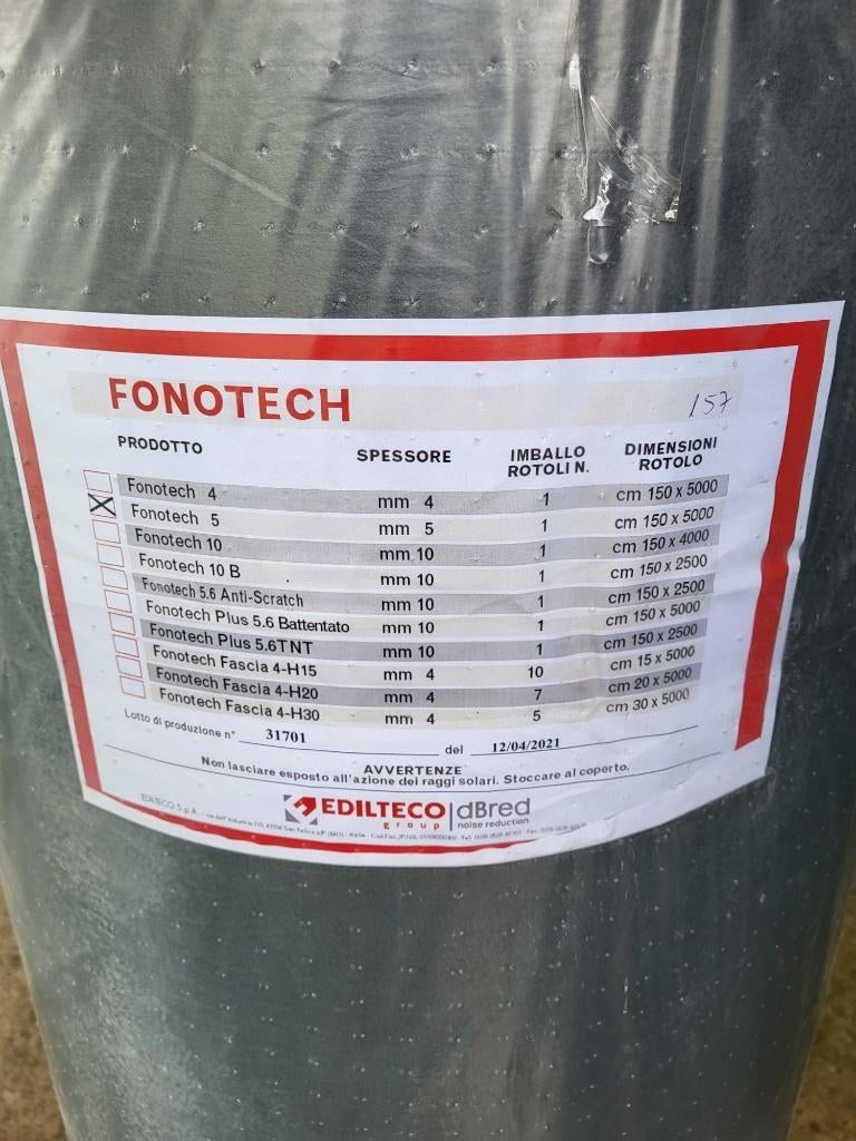 Rouleaux d'isolation acoustique pour sols Fonotech 5, Bricolage & Construction, Isolation & Étanchéité, Enlèvement ou Envoi, Neuf