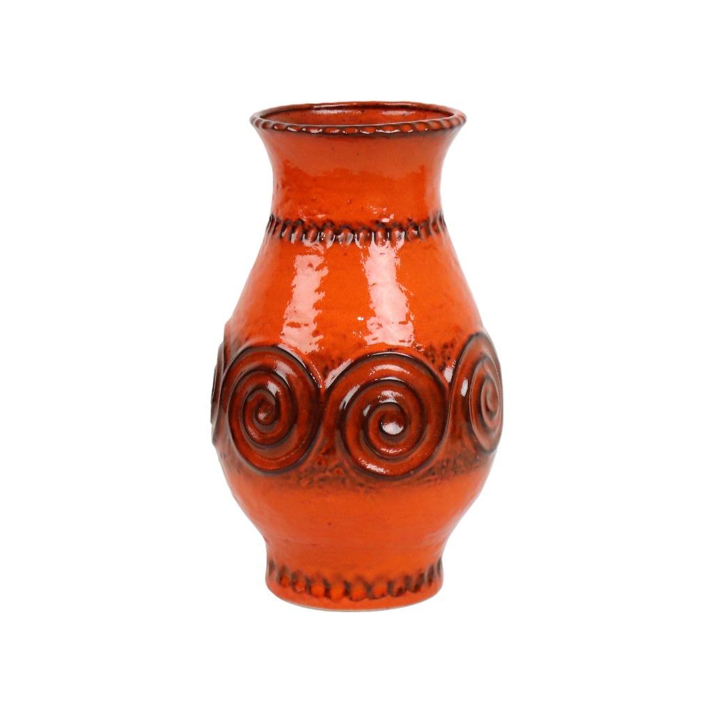 Vintage Oranje Vaas Jasba West Germany Aardewerk Retro, Moins de 50 cm, Enlèvement ou Envoi, Poterie ou Porcelaine, Comme neuf