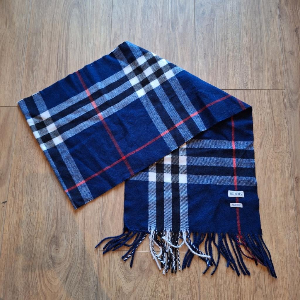 Donkerblauwe Vintage Burberry sjaal, Ophalen of Verzenden, Sjaal