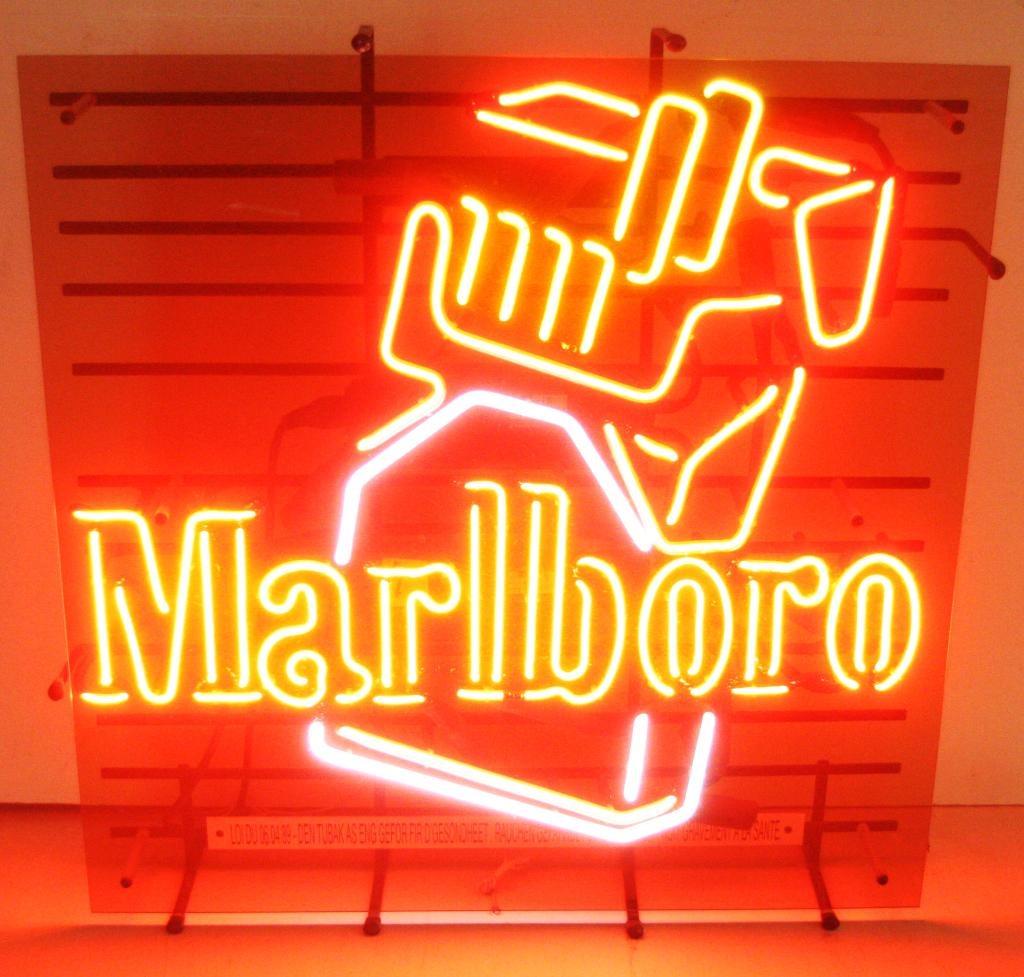 Vintage Marlboro Neon Lichtreclame Uit Jaren 90, Verzamelen, Ophalen, Zo goed als nieuw, Lichtbak of (neon) lamp