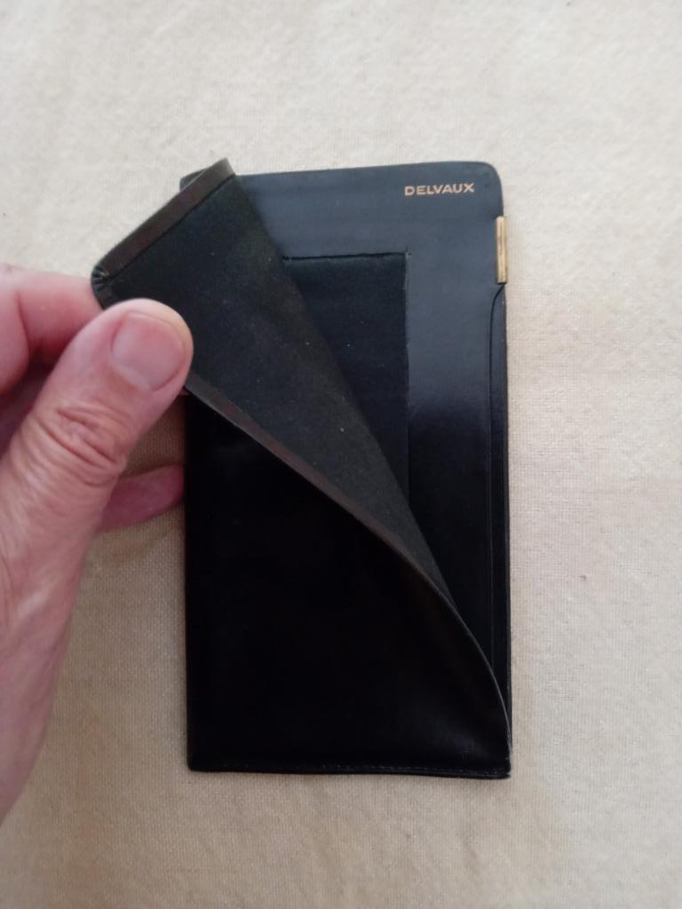 Porte cartes Delvaux en cuir noir des années 80., Collections, Enlèvement