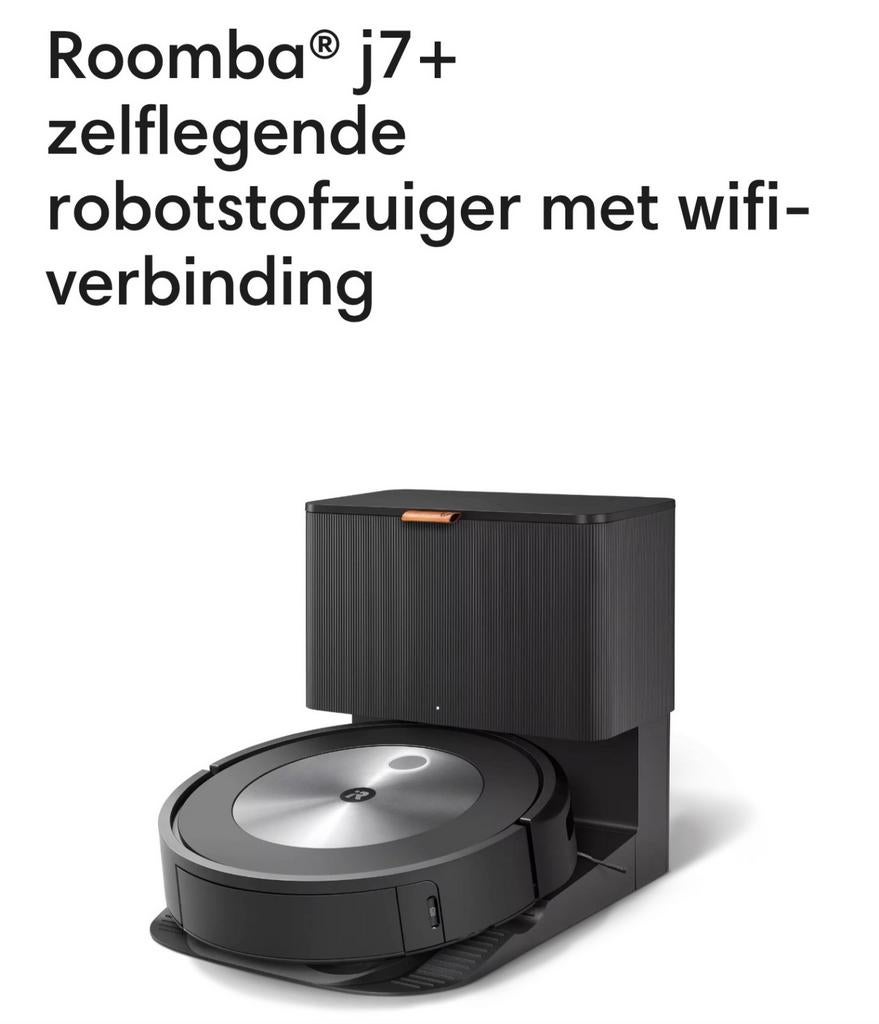 Irobot Roomba j7+ met wifi-verbinding, Ophalen of Verzenden, Zo goed als nieuw, Stofzak, Robotstofzuiger