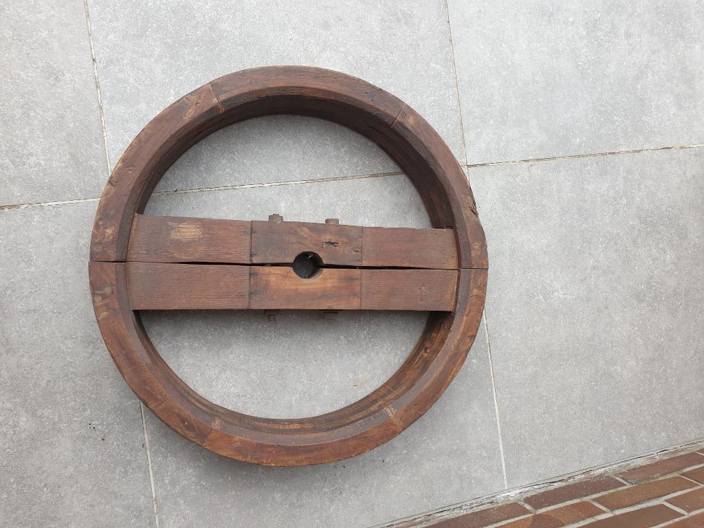 Industrieel houten wiel, KATROL, POULIE, decoratiestuk, Antiquités & Art, Enlèvement