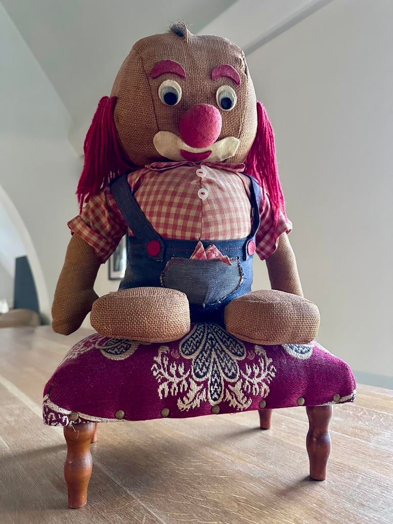 Antieke clown met zitbankje / 50 jaar oud, Ophalen of Verzenden