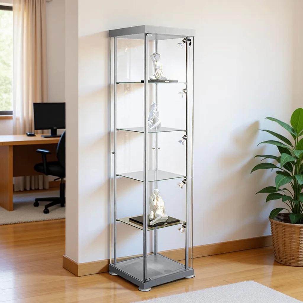 Vitrinekast glas vierkant glasvitrine met slot, Huis en Inrichting, Kasten | Vitrinekasten, Nieuw, 150 tot 200 cm, 50 tot 100 cm