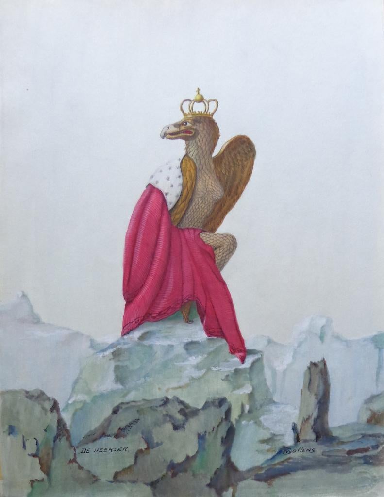 KAREL WOLLENS / DE HEERSER / ORIGINEEL WERK / 39x30cm / SIG, Antiek en Kunst, Ophalen of Verzenden