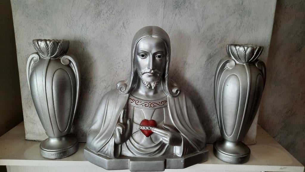 Borstbeeld jezus, en vazen, Jean Carli 211, Antiquités & Art, Enlèvement