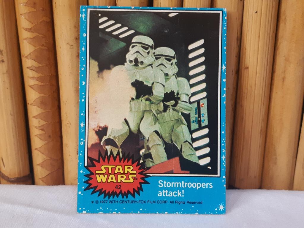 Vintage Topps trading card 1977 #42 Star Wars Series 1 blauw, Verzamelen, Ophalen of Verzenden, Gebruikt, Boek of Poster