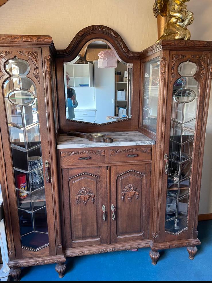 Antieke vitrine kast art deco, Ophalen, Zo goed als nieuw