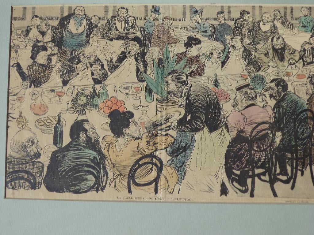 XIXe E. Antieke cartoon satire karikatuur Charles Huard Fr., Ophalen of Verzenden