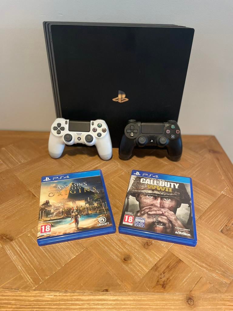 Playstation 4 PRO (1TB) + games en 2 controllers, Games en Spelcomputers, Spelcomputers | Sony PlayStation 4, Ophalen, Met games