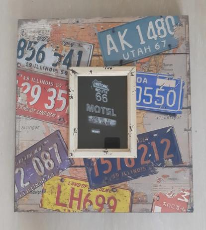 Lot de deux cadres photo plaque voiture américaine, Enlèvement, Comme neuf