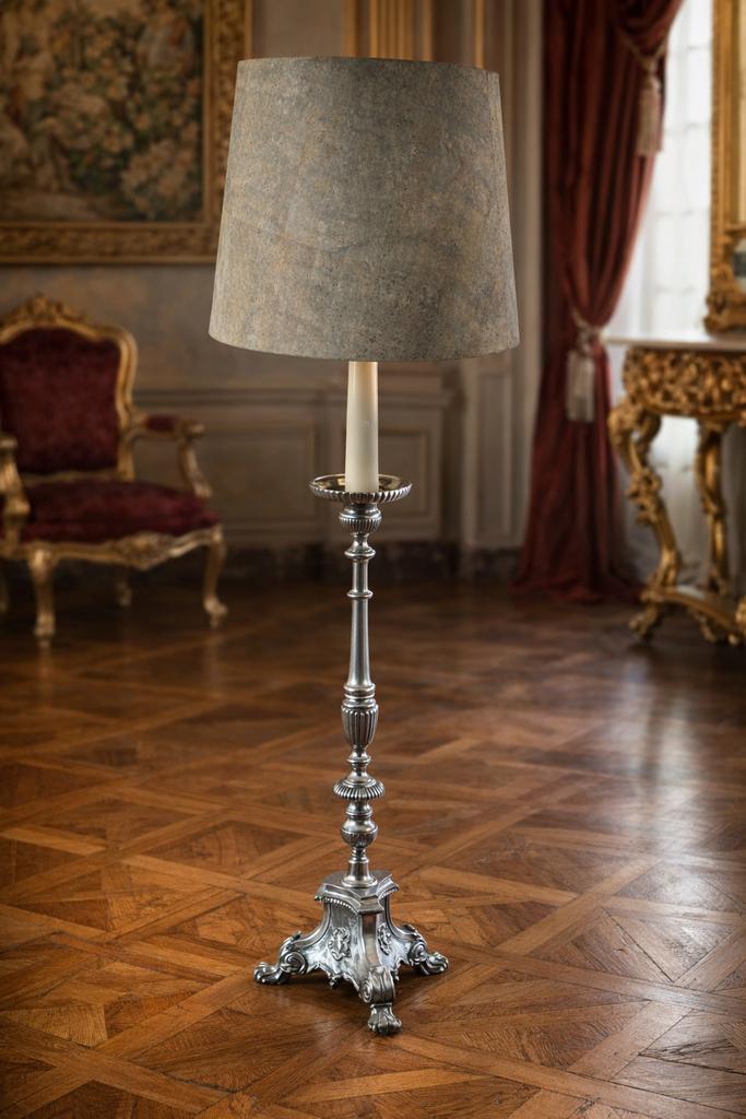 Superbe lampadaire ancien style cierge argentée 1m63, Enlèvement, Comme neuf