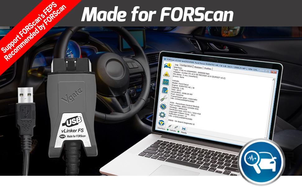 Kit de diagnostic OBD2 USB FORSCAN 2026 + Vgate vLinker FS, Autos : Divers, Outils de voiture, Enlèvement ou Envoi, Neuf