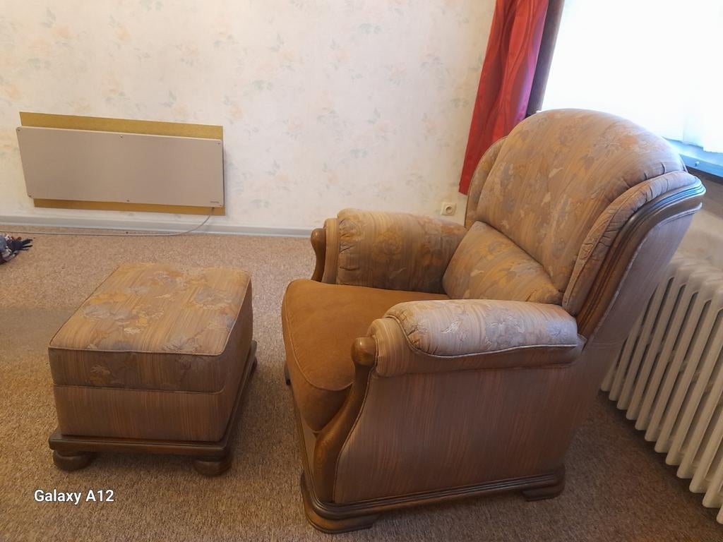 Fauteuil avec repose pieds  assorti., Maison & Meubles, Fauteuils, Tissus