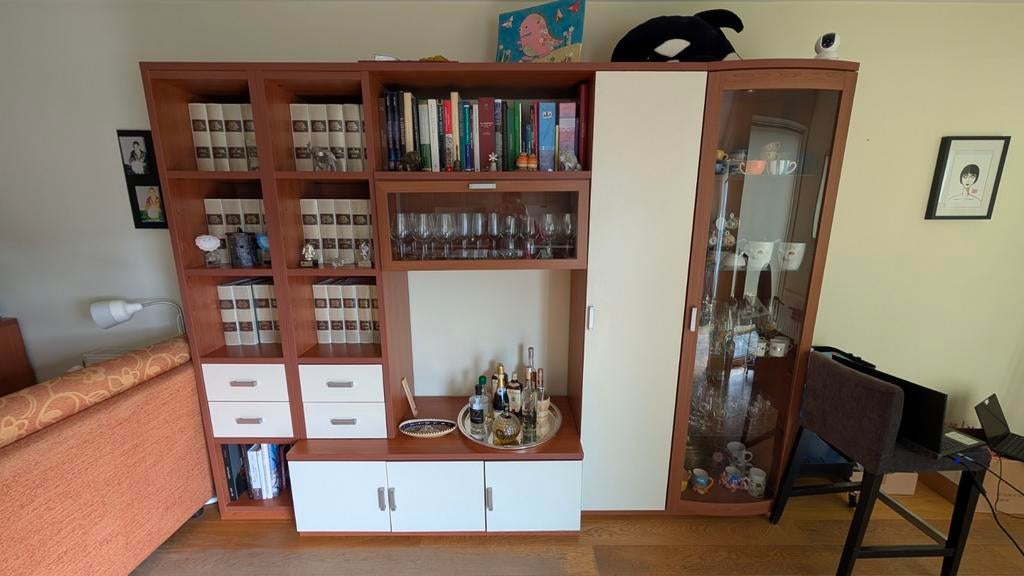 Meuble de salon / bibliothèque avec vitrine, Maison & Meubles, Armoires | Vitrines, Enlèvement