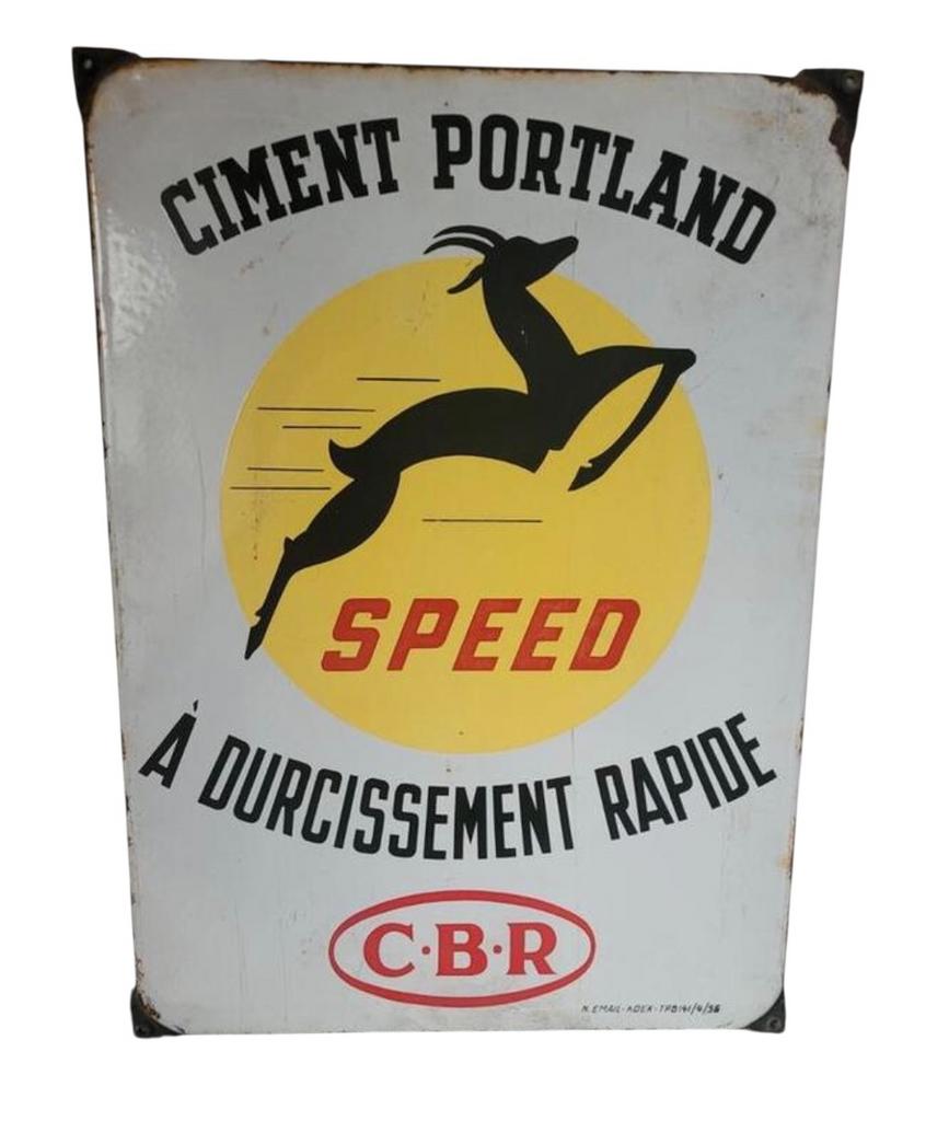 Emaille reclamebord Ciment Portland, Ophalen of Verzenden, Zo goed als nieuw, Reclamebord