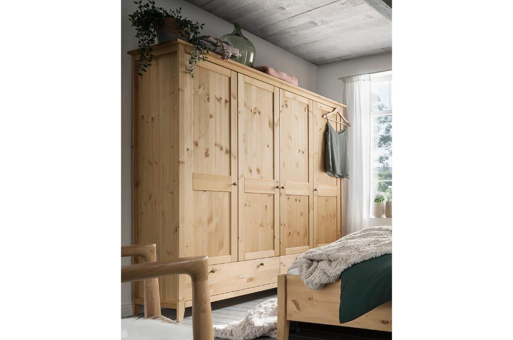 Garde-robes en bois de pin massif | Commande simple, Huis en Inrichting, Kasten | Kleerkasten, Met deur(en), 150 tot 200 cm, Nieuw