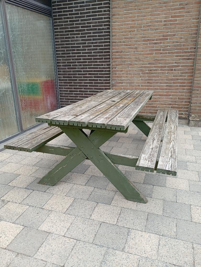 Grand banc de pique-nique en bois, Jardin & Terrasse, Enlèvement, Utilisé, Rectangulaire, Bois