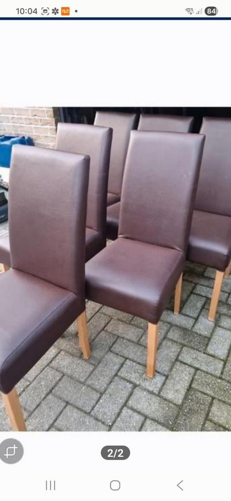 Mooie  bruine   leren hoge   stoelen  6 stuks, Ophalen of Verzenden