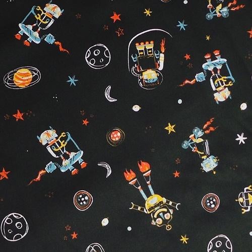 618) 1 meter katoen Astronaut en robot zwart, 120 cm of meer, Zwart, Nieuw, Ophalen of Verzenden