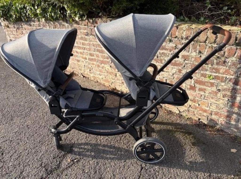 Poussette double/jumeaux ABC DESING + Maxi-Cosi adaptables, Enfants & Bébés, Enlèvement, Comme neuf, Poussette, Maxi-Cosi