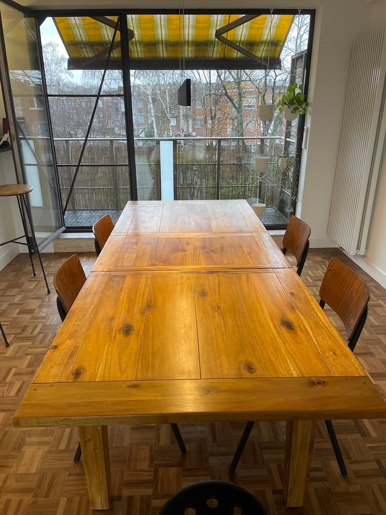 eettafel hout, Ophalen, Gebruikt, 100 tot 150 cm, Vijf personen of meer