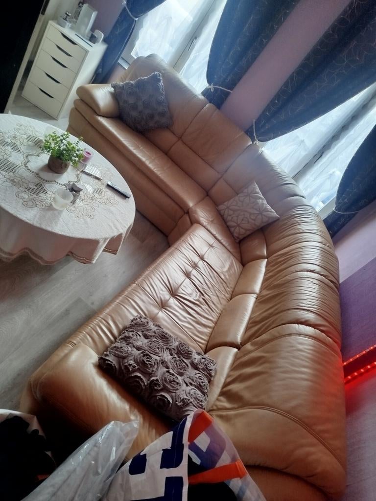 Salon simili cuir état nikel