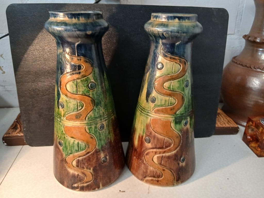 Vlaams aardewerk koppel vazen, Antiek en Kunst, Ophalen