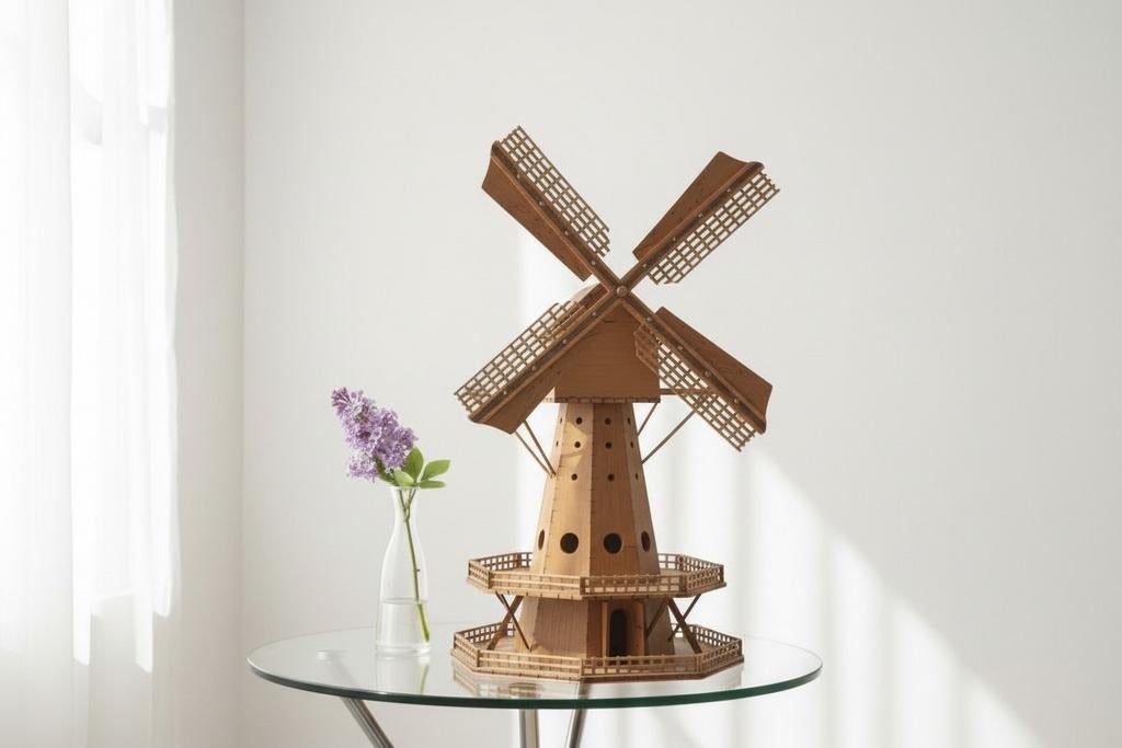 Beau modèle de moulin à vent en bois avec mécanisme musical, Antiquités & Art, Enlèvement