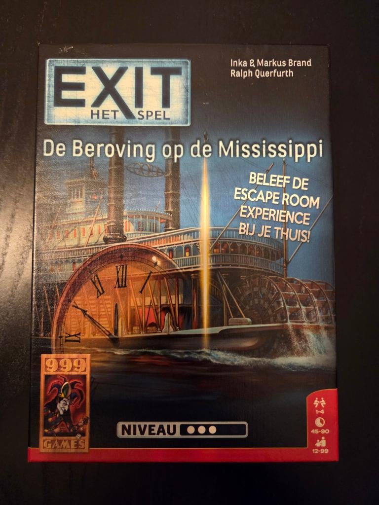 Exit - Het spel - De beroving op de mississippi, Trois ou quatre joueurs, Enlèvement ou Envoi, Comme neuf, 999 Games