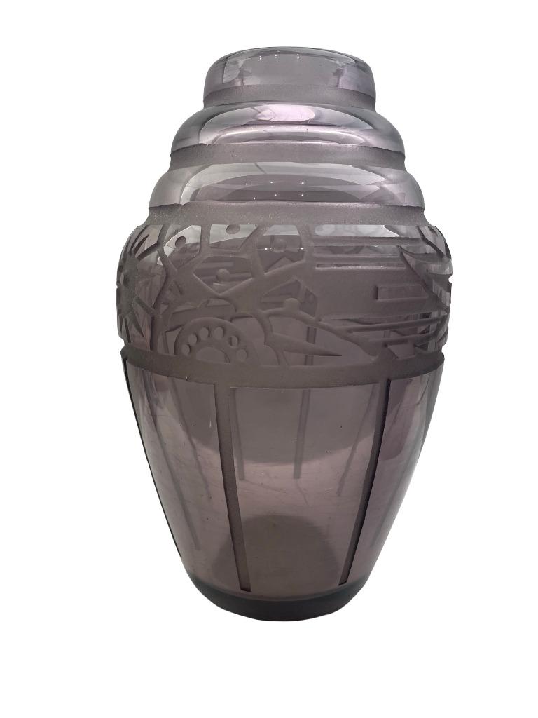Vase Art Déco améthyste signé Muller Frères Lunéville 1930